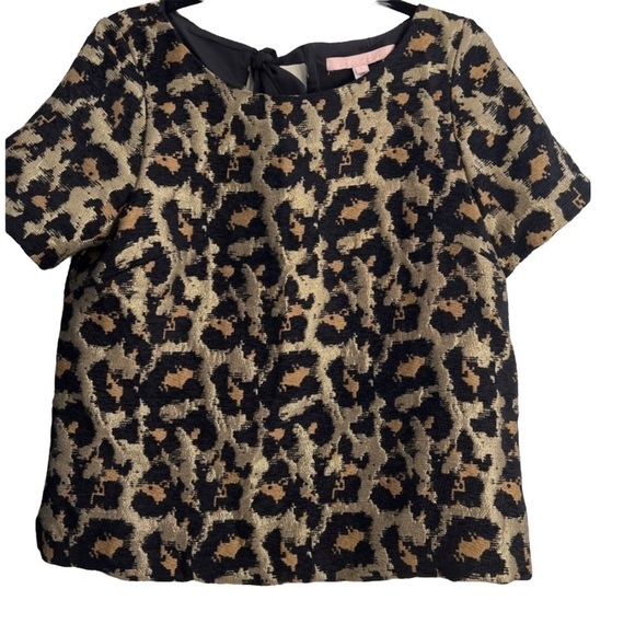 Hutch Tops - Anthropologie HUTCH Leopard Print Metallic Short Sleeve Top - Size S